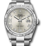 Rolex Steel Datejust 36 Watch - Fluted Bezel - Silver Diamond Roman VI and IX Dial - Oyster Bracelet - 2019 Release - 126234 sdr69o