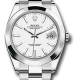 Rolex Steel Datejust 41 Watch - Smooth Bezel - White Index Dial - Oyster Bracelet - 126300 wio