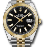 Rolex Steel and Yellow Gold Rolesor Datejust 41 Watch - Smooth Bezel - Black Index Dial - Jubilee Bracelet - 126303 bkij
