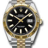 Rolex Steel and Yellow Gold Rolesor Datejust 41 Watch - Fluted Bezel - Black Index Dial - Jubilee Bracelet - 126333 bkij