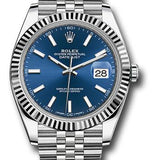 Rolex Steel and White Gold Rolesor Datejust 41 Watch - Fluted Bezel - Blue Index Dial - Jubilee Bracelet - 126334 blij