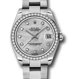 Rolex Steel and White Gold Datejust 31 Watch - 46 Diamond Bezel - Mother-Of-Pearl Diamond Dial - Oyster Bracelet - 178384 mdo