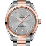 Omega Seamaster Aqua Terra 150M Co-Axial Master Chronometer Ladies Watch - 38 mm Steel And Sedna Gold Case - Glossy Rhodium-Grey Diamond Dial - 220.20.38.20.56.002