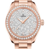 Omega Seamaster Aqua Terra 150M Co-Axial Master Chronometer Watch - 34 mm Sedna Gold Case - Diamond-Set Bezel - Radiant Diamond Dial - 220.55.34.20.99.003