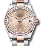 Rolex Steel and Everose Gold Datejust 31 Watch - 46 Diamond Bezel - Rose Roman Dial - Oyster Bracelet - 278381RBR roro