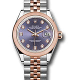 Rolex Steel and Everose Gold Rolesor Lady-Datejust 28 Watch - Domed Bezel - Aubergine Diamond Dial - Jubilee Bracelet - 279161 audj
