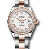 Rolex Steel and Everose Gold Rolesor Lady-Datejust 28 Watch - Diamond Bezel - White Roman Dial - Oyster Bracelet - 279381RBR wro
