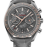 Omega Speedmaster Moonwatch Omega Co-Axial Chronograph Grey Side of the Moon Meteorite Watch - 44.25 mm Grey Ceramic Case - Senda Gold Bezel - Meteorite Dial - Grey Leather Strap - 311.63.44.51.99.002