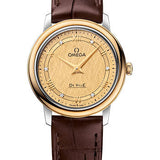 Omega De Ville Prestige Quartz Watch - 27.4 mm Steel And Yellow Gold Case - Champagne Dial - Brown Leather Strap - 424.23.27.60.58.001