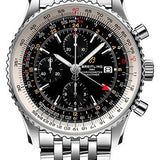Breitling Navitimer Chronograph GMT 46 Watch - Steel - Black Dial - Steel Bracelet - A24322121B2A1