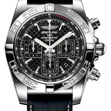 Breitling Chronomat 44 Watch - Steel polished - Carbon Dial - Grey And Black Crocodile Rubber Strap - Folding Buckle - AB011012/BF76/296S/A20D.4