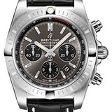 Breitling Chronomat B01 Chronograph 44 Watch - Steel - Blackeye Gray Dial - Black Croco Strap - Folding Buckle - AB0115101F1P2