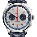 Breitling Premier B01 Chronograph 42 Bentley Mulliner Limited Edition Watch - Stainless Steel - Silver Dial - Blue Alligator Leather Strap - Tang Buckle Limited Edition of 1000 - AB0118A71G1P2