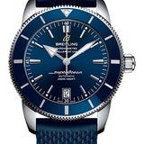 Breitling Superocean Heritage II B20 Automatic 42 Watch - Steel Case - Gun Blue Dial - Blue Rubber Aero Classic Strap - AB2010161C1S1