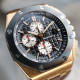 Audemars Piguet Royal Oak Offshore Chronograph Black Rose Gold Black Ceramic 26401RO.OO.A002CA.01 44mm Black/White Dial  Full Set WARRANTY