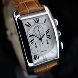 Cartier Tank Americaine Chronograph 2312 26MM x 45MM White Gold While Dial Full Set WARRANTY