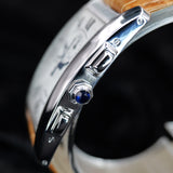 Cartier Tank Americaine Chronograph 2312 26MM x 45MM White Gold While Dial Full Set WARRANTY