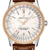 Breitling Navitimer Automatic 38 Watch - Steel & Red Gold - Silver Dial - Gold Croco Strap - Folding Buckle - U17325211G1P2