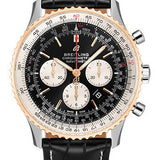Breitling Navitimer B01 Chronograph 46 Watch - Steel & Red Gold - Black Dial - Black Croco Strap - Folding Buckle - UB0127211B1P2