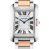 Cartier Tank Anglaise Watch - 34.7 mm Steel Case - Silver Dial - Pink Gold Bracelet - W5310043