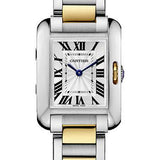 Cartier Tank Anglaise Watch - 30.2 x 22.7 mm Steel Case - Silver Dial - Yellow Gold And Steel Bracelet - W5310046