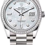 Rolex Day-Date 36 36mm White MOP Diamond-Set Dial Diamond-Set Bezel President Bracelet - 128399TBR