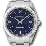 Rolex Steel Oyster Perpetual 39 Watch - Domed Bezel - Blue Index Dial - 114300 blio