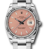 Rolex Date 34 Watch - Fluted Bezel - Pink Index Dial - 115234 pso