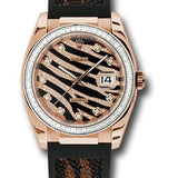 Rolex Pink Gold Datejust Royal Pink 36 Watch - Baguette Diamond Bezel - Black And Diamond Paved Dial - Galuchat - 116185 BBR