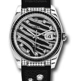 Rolex White Gold Datejust Royal Black 36 Watch - 60 Baguette Black Sapphires Bezel - Black And Diamond Paved Dial - Galuchat - 116199 SANR