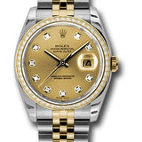 Rolex Steel and Yellow Gold Rolesor Datejust 36 Watch - 52 Brilliant-Cut Diamond Bezel - Champagne Diamond Dial - Jubilee Bracelet - 116243 chdj