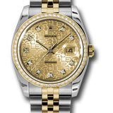 Rolex Steel and Yellow Gold Rolesor Datejust 36 Watch - 52 Brilliant-Cut Diamond Bezel - Champagne Jubilee Diamond Dial - Jubilee Bracelet - 116243 chjdj