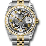 Rolex Steel and Yellow Gold Rolesor Datejust 36 Watch - 52 Brilliant-Cut Diamond Bezel - Grey Sunbeam Roman Dial - Jubilee Bracelet - 116243 gsbrj