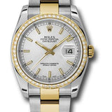 Rolex Steel and Yellow Gold Rolesor Datejust 36 Watch - 52 Diamond Bezel - Silver Index Dial - Oyster Bracelet - 116243 sio