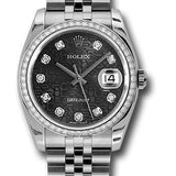 Rolex Steel and White Gold Datejust 36 Watch - 52 Diamond Bezel - Black Jubilee Diamond Dial - Jubilee Bracelet - 116244 bkjdj