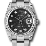 Rolex Steel and White Gold Datejust 36 Watch - 52 Diamond Bezel - Black Jubilee Diamond Dial - Oyster Bracelet - 116244 bkjdo