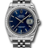 Rolex Steel and White Gold Datejust 36 Watch - 52 Diamond Bezel - Blue Index Dial - Jubilee Bracelet - 116244 blij