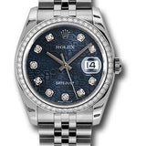 Rolex Steel and White Gold Datejust 36 Watch - 52 Diamond Bezel - Blue Jubilee Diamond Dial - Jubilee Bracelet - 116244 bljdj