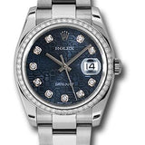 Rolex Steel and White Gold Datejust 36 Watch - 52 Diamond Bezel - Blue Jubilee Diamond Dial - Oyster Bracelet - 116244 bljdo