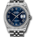 Rolex Steel and White Gold Datejust 36 Watch - 52 Diamond Bezel - Blue Roman Dial - Jubilee Bracelet - 116244 blrj