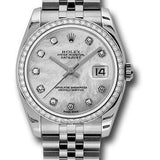 Rolex Steel and White Gold Datejust 36 Watch - 52 Diamond Bezel - Mother-Of-Pearl Diamond Dial - Jubilee Bracelet - 116244 mdj