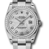 Rolex Steel and White Gold Datejust 36 Watch - 52 Diamond Bezel - Mother-Of-Pearl Diamond Dial - Oyster Bracelet - 116244 mdo