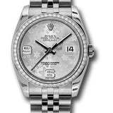 Rolex Steel and White Gold Datejust 36 Watch - 52 Diamond Bezel - Silver Floral Arabic Dial - Jubilee Bracelet - 116244  sfaj