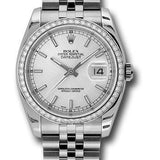 Rolex Steel and White Gold Datejust 36 Watch - 52 Diamond Bezel - Silver Index Dial - Jubilee Bracelet - 116244 sij