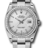 Rolex Steel and White Gold Datejust 36 Watch - 52 Diamond Bezel - Silver Index Dial - Oyster Bracelet - 116244 sio