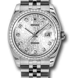 Rolex Steel and White Gold Datejust 36 Watch - 52 Diamond Bezel - Silver Jubilee Diamond Dial - Jubilee Bracelet - 116244 sjdj