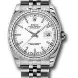 Rolex Steel and White Gold Datejust 36 Watch - 52 Diamond Bezel - White Index Dial - Jubilee Bracelet - 116244 wij