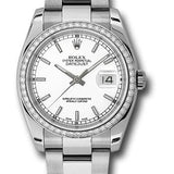 Rolex Steel and White Gold Datejust 36 Watch - 52 Diamond Bezel - White Index Dial - Oyster Bracelet - 116244 wio