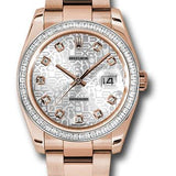 Rolex Everose Gold Datejust 36 Watch - Baguette Diamond Bezel - Silver Jublilee Diamond Dial - Oyster Bracelet - 116285BBR sjdo