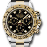 Rolex Yellow Rolesor Cosmograph Daytona 40 Watch - Black Diamond Dial - 116503 bkd